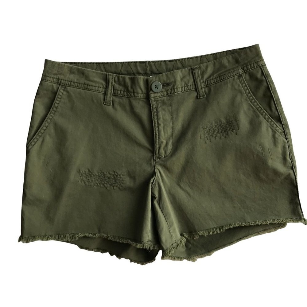 NWT Olive Green Chino Shorts with Stretch and Raw Hem - Size‎ 6